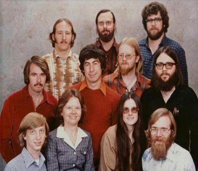 bill gates with the first Microsoft team in 1980