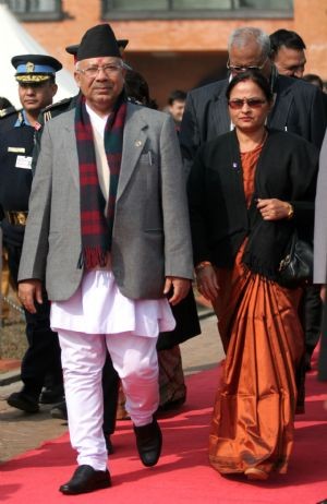 Madhav Nepal and his wife