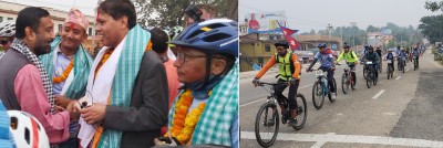 'राइड थ्रु सिन्धुलीगढी' साइकलयात्रीलाई जनकपुरमा भव्य स्वागत