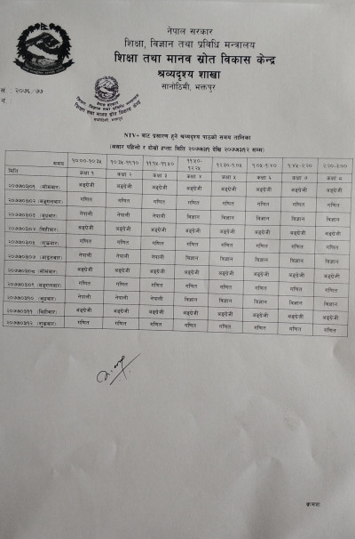 भोलिबाट कक्षा १ देखि १० सम्मको भर्चुअल क्लास सुरु हुँदै (सूचीसहित)