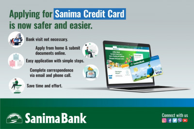 अब सानिमा बैंकका ग्राहकले अनलाइनमार्फत क्रेडिट कार्ड आवेदन दिन सक्ने
