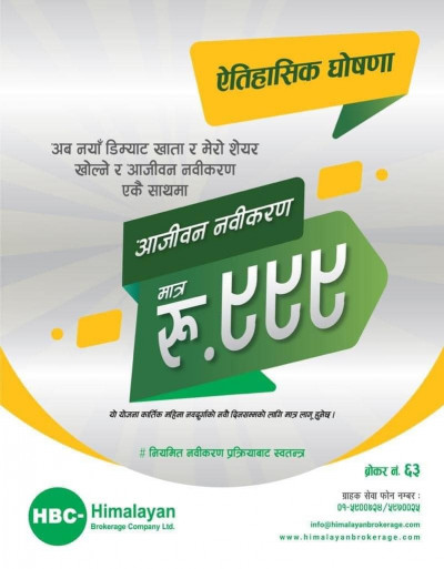 ब्रोकर नं. ६३ को ऐतिहासिक घोषणाः रु. ९९९ मा ‘डिम्याट’ र ‘मेरो सेयर’ खोल्दा आजीवन नवीकरण